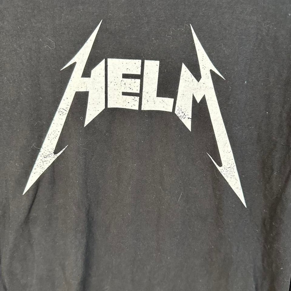 Black Metallica Helm Band T-Shirt 80 Years Vintage Mens Large #metallica - Picture 2 of 4